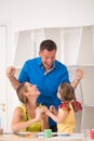 Lovely happy family drawing and painting at home Royalty Free Stock Photo