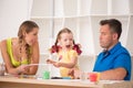 Lovely happy family drawing and painting at home Royalty Free Stock Photo