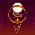 Lovely happy karwa chauth card design background