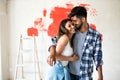 Lovely happy young couple renovation new home Royalty Free Stock Photo