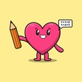 Lovely heart cartoon clever student with pencil