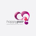 Lovely Heart Shape Ornaments and Happy Pair Bridal Logo Royalty Free Stock Photo