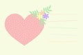 Hearts and flower for valentine message card vector. Greeting card. Picture with line for writing or typing your message.