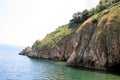 Rocks and sea in the lovely hill town Vrbnik, island Krk,Croatia