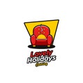 Lovely Holidays Catering logo, catering food beverages restaurant logo with lazy couch sofa and food dome symbolize about holiday