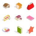 Lovely house icons set, isometric style