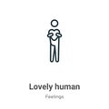 Lovely human outline vector icon. Thin line black lovely human icon, flat vector simple element illustration from editable