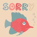 Lovely illustration of the apologizing small fish.