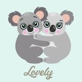 Lovely illustration of koalas couple embracing