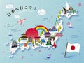 Lovely Japan travel map design Royalty Free Stock Photo