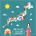 Lovely Japan travel map Royalty Free Stock Photo