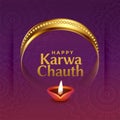 Lovely karwa chauth indian festival greeting with decorative elements