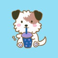 Lovely kawaii dog. Bubble tea