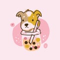 Lovely kawaii dog. Bubble tea