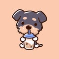 Lovely kawaii dog. Bubble tea