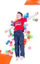 A lovely kid is playing with balls Royalty Free Stock Photo