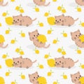 Lovely kitten and lemon seamless pattern