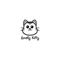 Lovely Kitty, Cute Cat Black And White Line Art Logo Vector Design Illustration Royalty Free Stock Photo