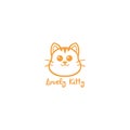 Lovely Kitty, Cute Cat Yellow Line Art Logo Vector Design Illustration Royalty Free Stock Photo