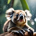 Lovely koala bear in the rain - ai generated image