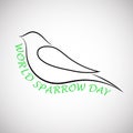Lovely laconical card for world sparrow day. Print for t-shirt with sparrow.