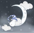 Lovely lamb and a moon Cartoon