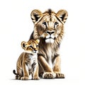 Lovely lion cub on white background wallpaper Royalty Free Stock Photo