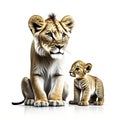 Lovely lion cub on white background wallpaper Royalty Free Stock Photo