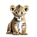 Lovely lion cub on white background wallpaper Royalty Free Stock Photo