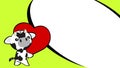 Lovely little baby chibi cow cartoon big love red heart background Royalty Free Stock Photo