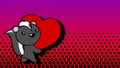 Lovely little baby chibi skunk cartoon big love red heart background