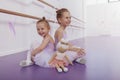 Two adorable little ballerinas at dance class