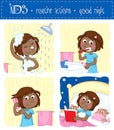 Lovely little black girl and her good night routine