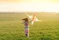 Lovely little girl running with kite Royalty Free Stock Photo