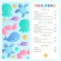 Sea style children`s menu template. Royalty Free Stock Photo