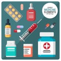 Lovely Medicine elements with flat design