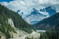 Lovely mountain scenery in the Canadian Rockies along the Icefields Parkway in summer