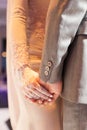A lovely newly weds holding hand each other Royalty Free Stock Photo
