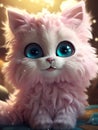 Lovely nice fluffy kitten with big beautiful eyes.