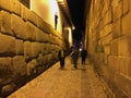 Cuzco ancient narrow street at night Royalty Free Stock Photo