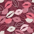 Lovely Passionate Pink Kiss Vector Graphic Art Seamless Pattern