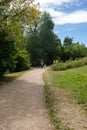 Walking inside a lovely pathway in the middle of the park, Hampstead Heath, UK