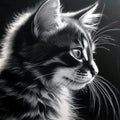 cute cat charcoal art