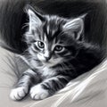 cute cat charcoal art