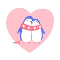 Lovely penguin couple hugging each other Royalty Free Stock Photo