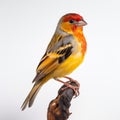 Lovely Perch: Brightly Colored Bird On Wood Branch - Taxidermy Style Royalty Free Stock Photo