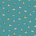 Lovely petrol vector pattern with little birdies