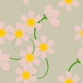 Lovely Pink flower seamless pattern on light green Royalty Free Stock Photo