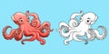 Lovely pink octopus colorful and contour Royalty Free Stock Photo