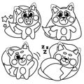 Lovely Playful Red Panda Racoon Mascot Coloring Book Illustrations